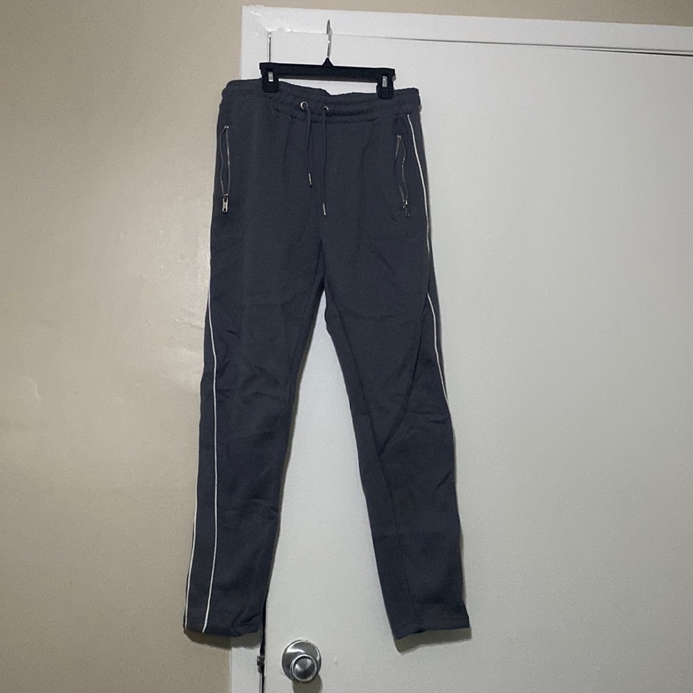 BoohooMAN Striped Sweatpants Gray/White Size S